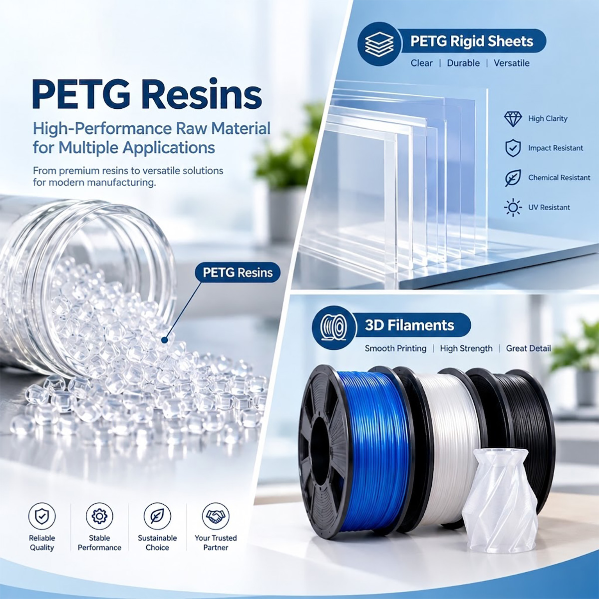 PETG Rigid Sheets & 3D Filaments