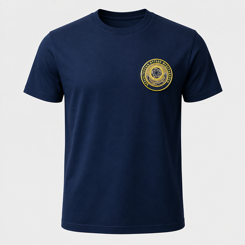 Glossy metallic gold TPU DTF film logo on high-end apparel and T-shirts